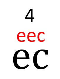 Number 4 is one name sound (ee) plus one speech sound (/k/), making eec.